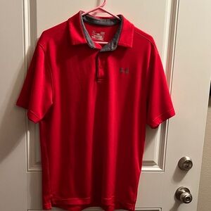 Under Armour Men's Polo Shirt in Bold Red with Gray accents